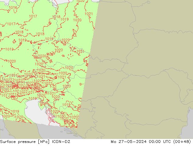 Atmosférický tlak ICON-D2 Po 27.05.2024 00 UTC