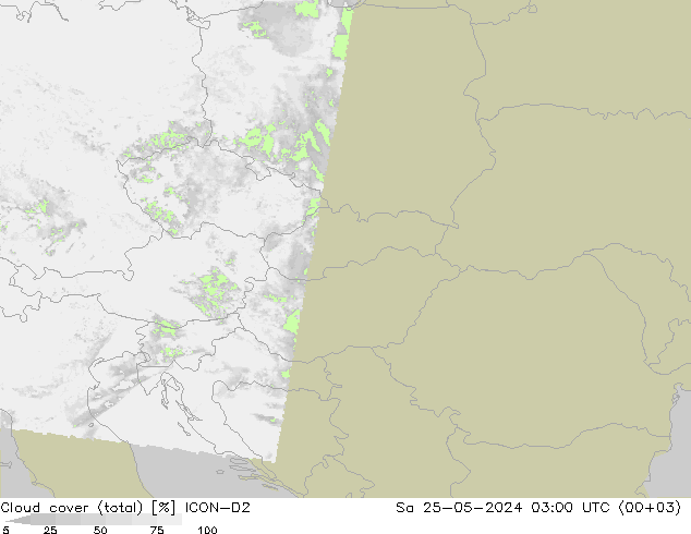 Bulutlar (toplam) ICON-D2 Cts 25.05.2024 03 UTC