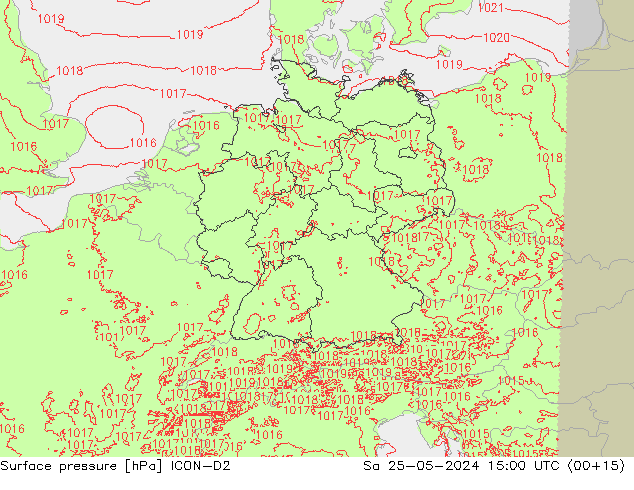 приземное давление ICON-D2 сб 25.05.2024 15 UTC