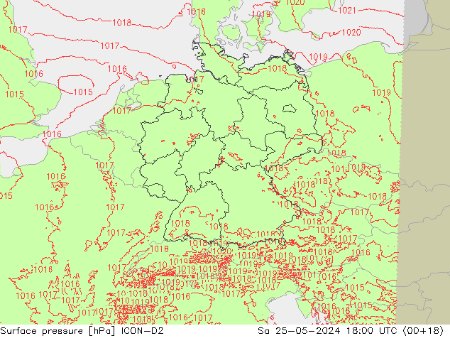 Luchtdruk (Grond) ICON-D2 za 25.05.2024 18 UTC