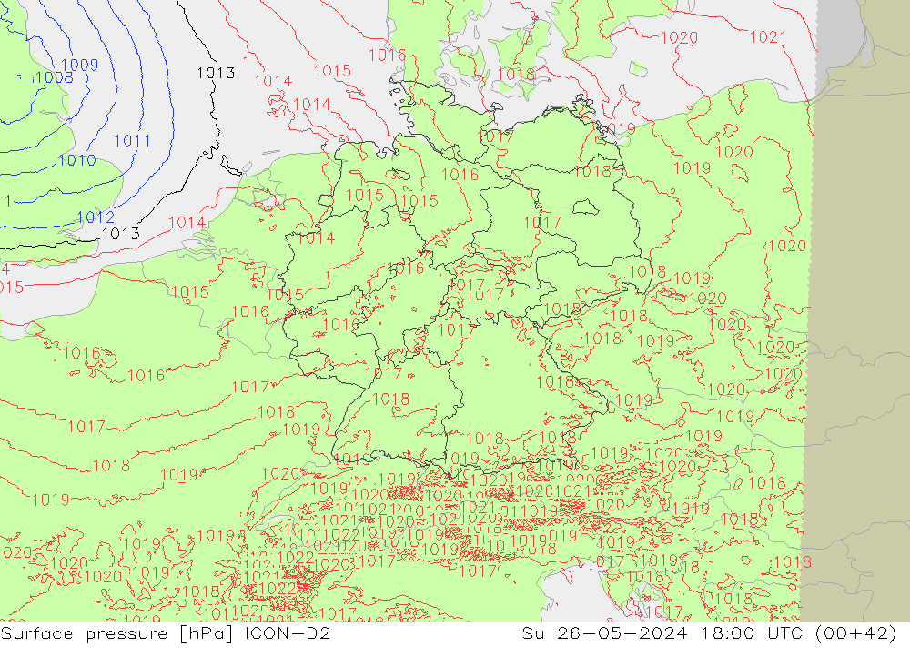 приземное давление ICON-D2 Вс 26.05.2024 18 UTC