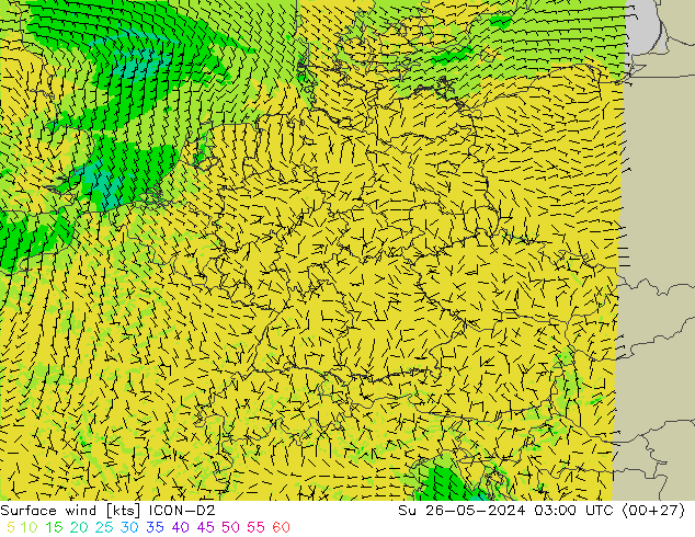 Surface wind ICON-D2 Ne 26.05.2024 03 UTC