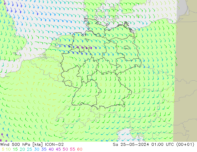 Wind 500 hPa ICON-D2 So 25.05.2024 01 UTC