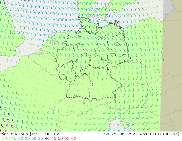 Wind 500 hPa ICON-D2 So 25.05.2024 06 UTC