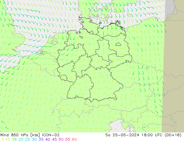 Wind 850 hPa ICON-D2 So 25.05.2024 18 UTC