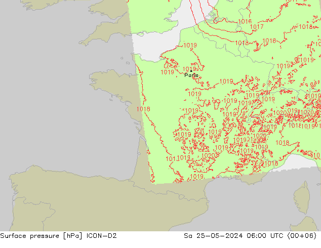 Bodendruck ICON-D2 Sa 25.05.2024 06 UTC