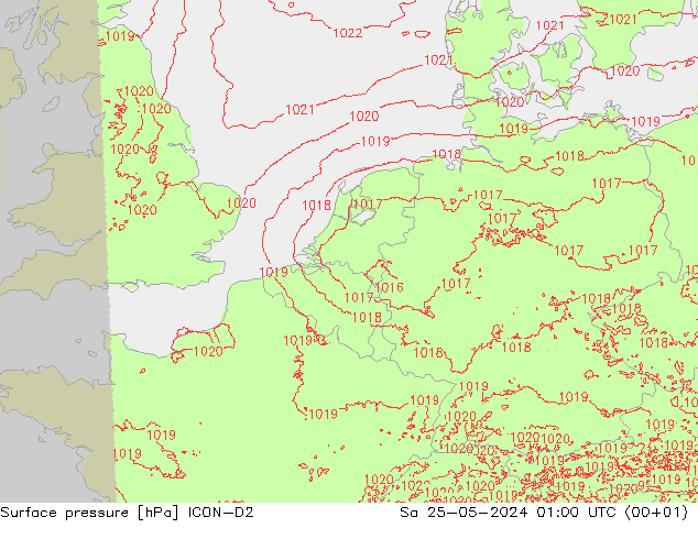 Luchtdruk (Grond) ICON-D2 za 25.05.2024 01 UTC