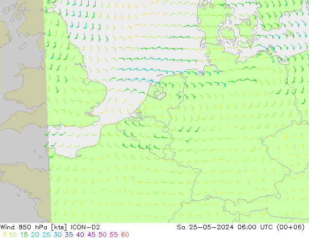 Wind 850 hPa ICON-D2 Sa 25.05.2024 06 UTC