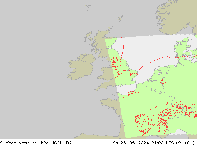 ciśnienie ICON-D2 so. 25.05.2024 01 UTC