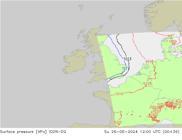 приземное давление ICON-D2 Вс 26.05.2024 12 UTC