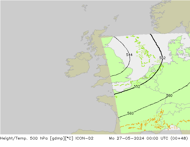 Height/Temp. 500 гПа ICON-D2 пн 27.05.2024 00 UTC