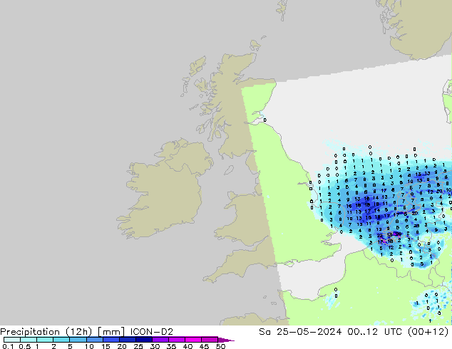 Precipitação (12h) ICON-D2 Sáb 25.05.2024 12 UTC