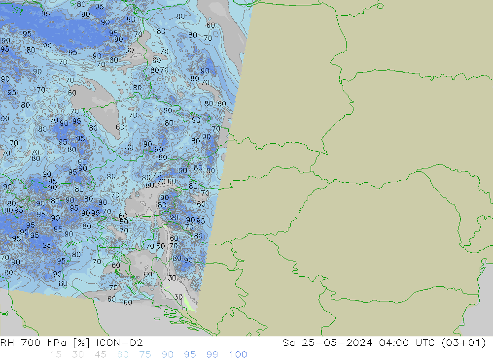 RH 700 hPa ICON-D2  25.05.2024 04 UTC