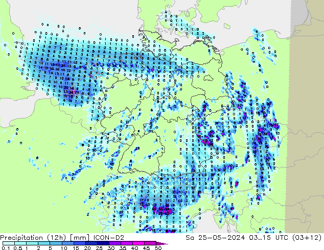 Nied. akkumuliert (12Std) ICON-D2 Sa 25.05.2024 15 UTC