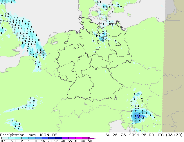 Precipitation ICON-D2 Su 26.05.2024 09 UTC