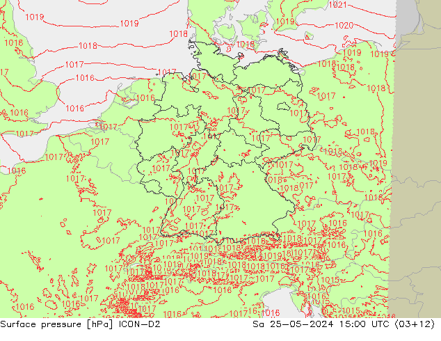 地面气压 ICON-D2 星期六 25.05.2024 15 UTC
