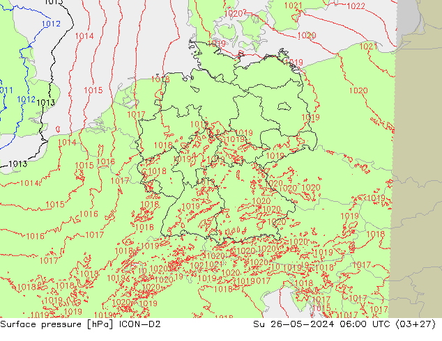 pression de l'air ICON-D2 dim 26.05.2024 06 UTC