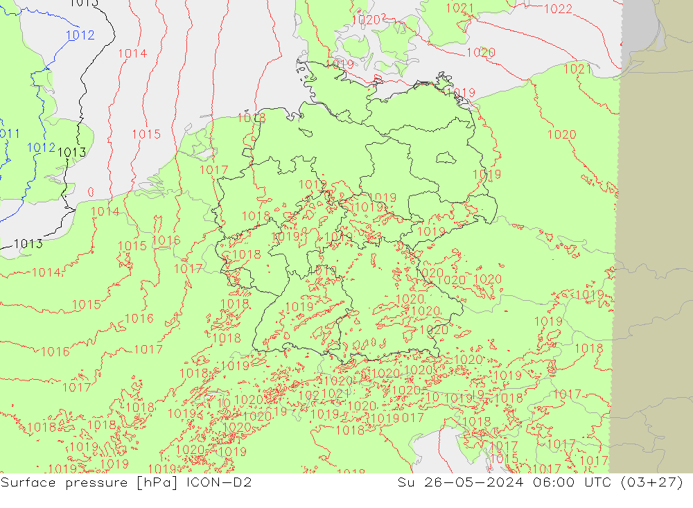 pression de l'air ICON-D2 dim 26.05.2024 06 UTC