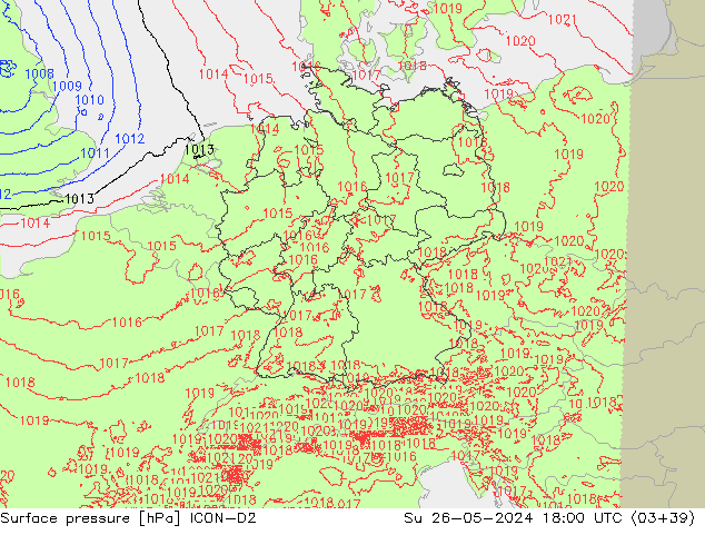 pression de l'air ICON-D2 dim 26.05.2024 18 UTC