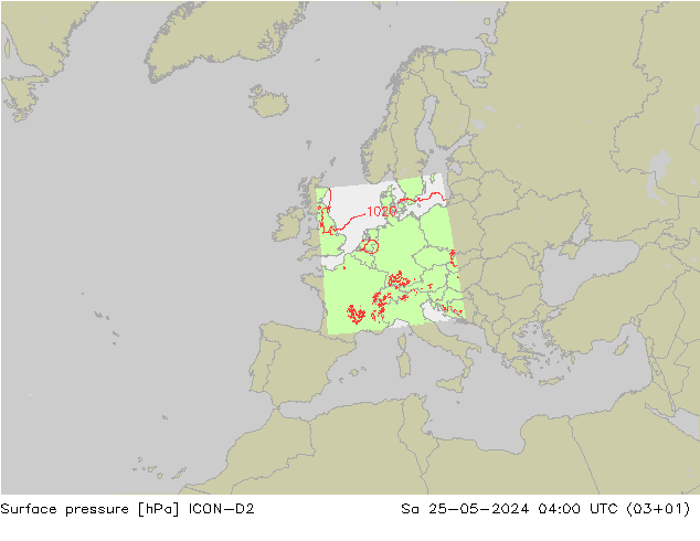 Bodendruck ICON-D2 Sa 25.05.2024 04 UTC