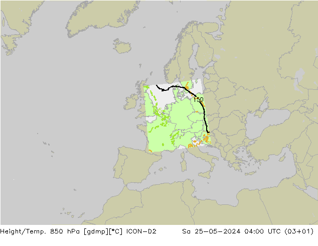 Height/Temp. 850 hPa ICON-D2 sab 25.05.2024 04 UTC