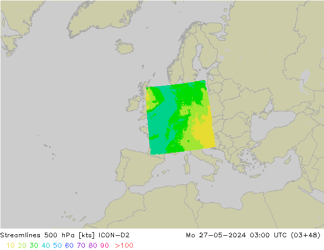 Rüzgar 500 hPa ICON-D2 Pzt 27.05.2024 03 UTC