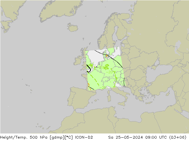 Height/Temp. 500 hPa ICON-D2 星期六 25.05.2024 09 UTC