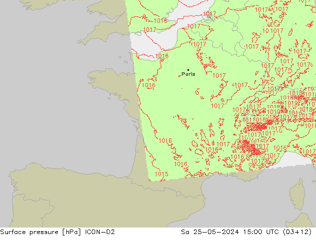 Luchtdruk (Grond) ICON-D2 za 25.05.2024 15 UTC