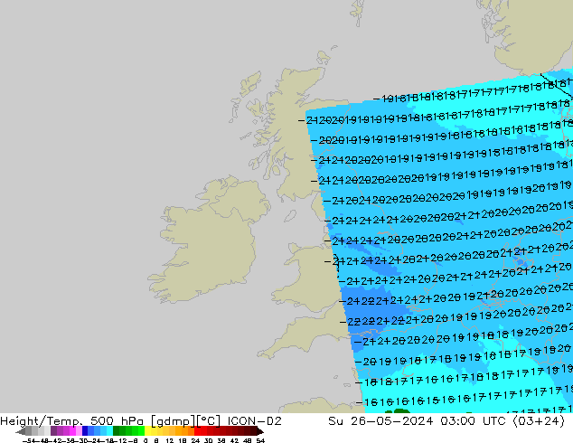 Height/Temp. 500 hPa ICON-D2 nie. 26.05.2024 03 UTC