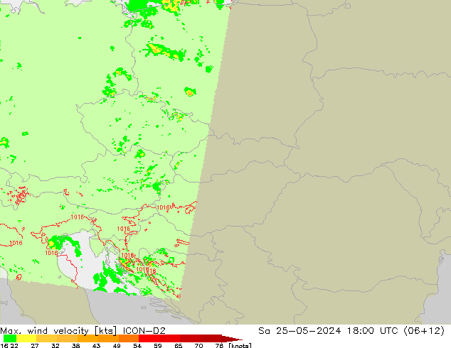 Max. wind velocity ICON-D2 so. 25.05.2024 18 UTC