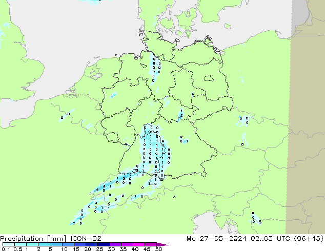 осадки ICON-D2 пн 27.05.2024 03 UTC