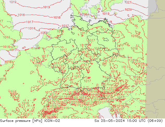 Atmosférický tlak ICON-D2 So 25.05.2024 15 UTC