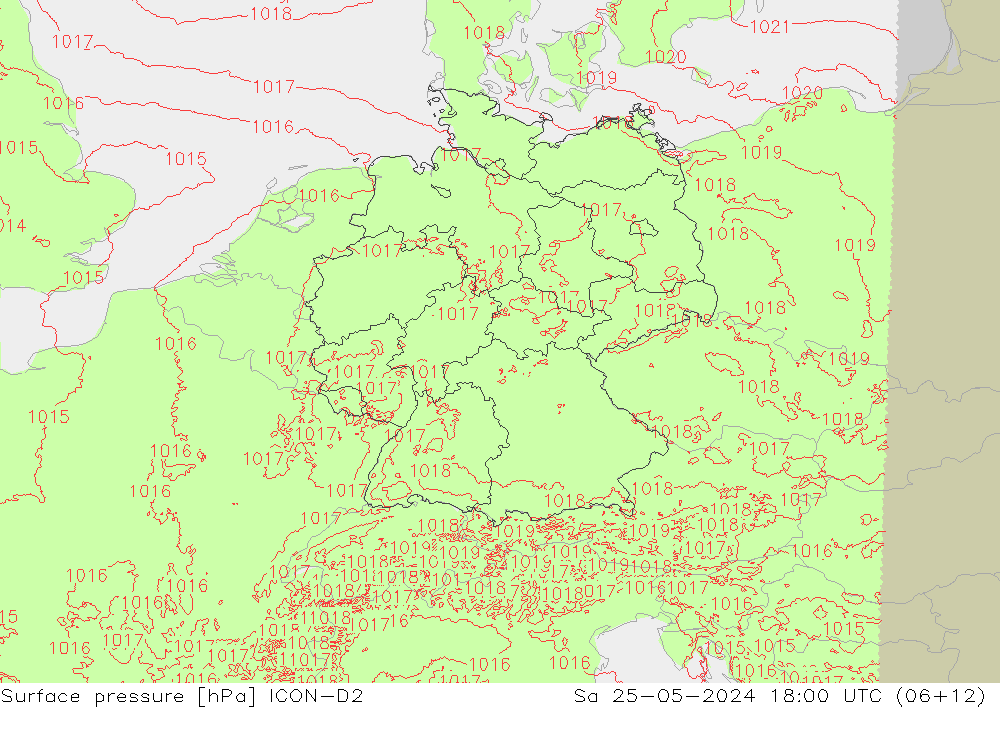 Bodendruck ICON-D2 Sa 25.05.2024 18 UTC