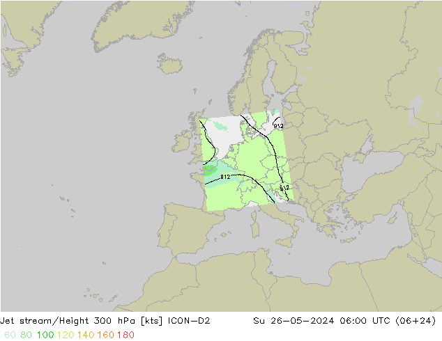 Jet stream/Height 300 hPa ICON-D2 Ne 26.05.2024 06 UTC