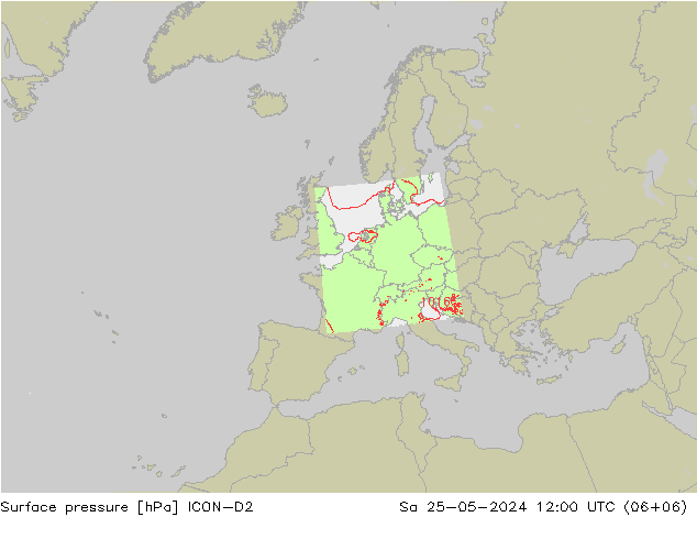 Surface pressure ICON-D2 Sa 25.05.2024 12 UTC