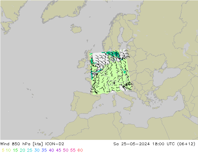 Wind 850 hPa ICON-D2 Sa 25.05.2024 18 UTC