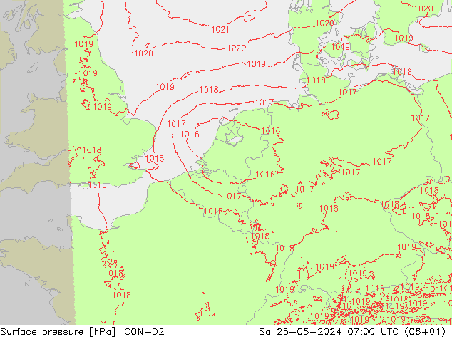 Luchtdruk (Grond) ICON-D2 za 25.05.2024 07 UTC