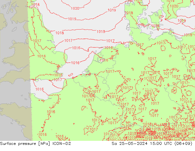 Bodendruck ICON-D2 Sa 25.05.2024 15 UTC