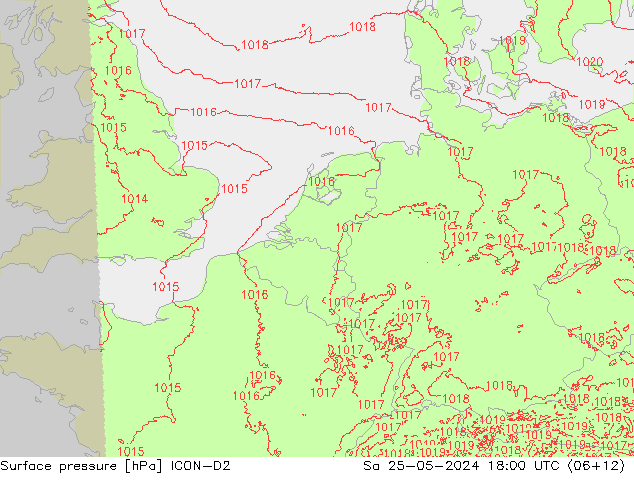 Yer basıncı ICON-D2 Cts 25.05.2024 18 UTC