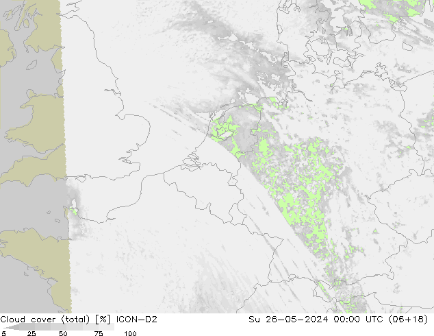 zachmurzenie (suma) ICON-D2 nie. 26.05.2024 00 UTC