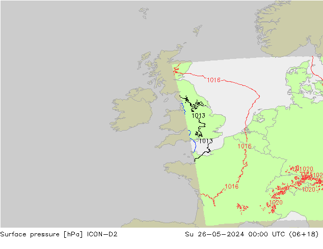 Bodendruck ICON-D2 So 26.05.2024 00 UTC