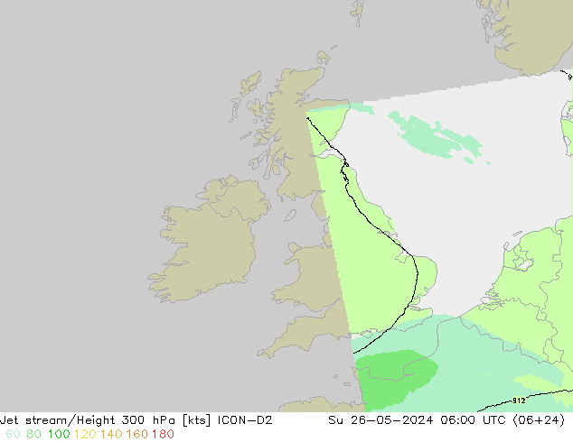 Jet stream/Height 300 hPa ICON-D2 Su 26.05.2024 06 UTC