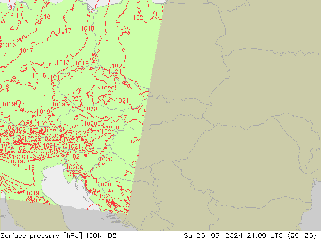 приземное давление ICON-D2 Вс 26.05.2024 21 UTC