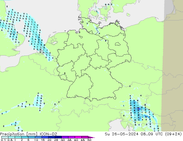 Précipitation ICON-D2 dim 26.05.2024 09 UTC