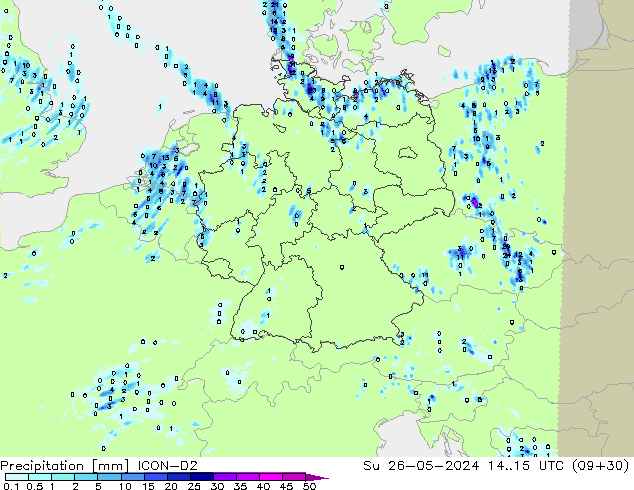 Precipitazione ICON-D2 dom 26.05.2024 15 UTC