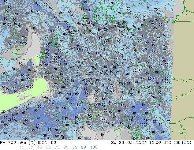 RH 700 hPa ICON-D2 So 26.05.2024 15 UTC