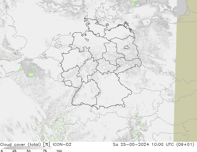 Wolken (gesamt) ICON-D2 Sa 25.05.2024 10 UTC