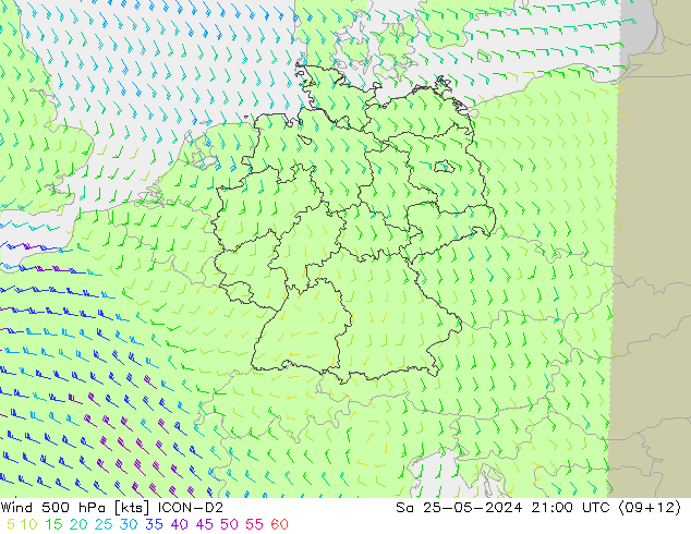 Wind 500 hPa ICON-D2 So 25.05.2024 21 UTC