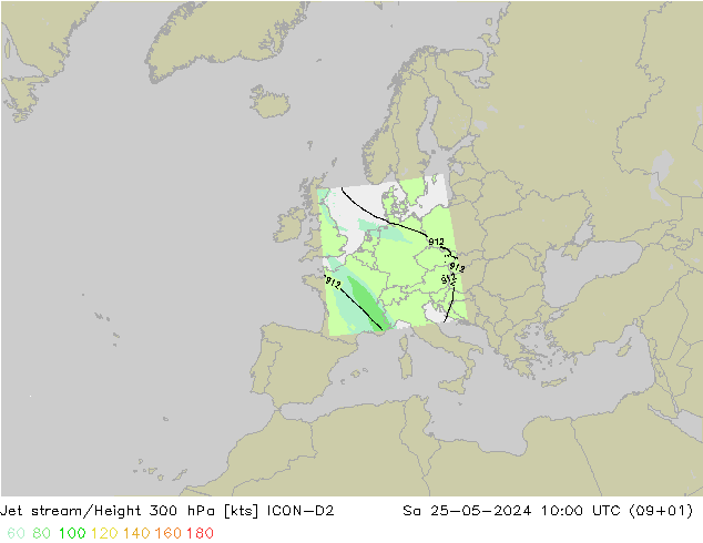 高速氣流 ICON-D2 星期六 25.05.2024 10 UTC