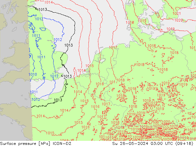 ciśnienie ICON-D2 nie. 26.05.2024 03 UTC